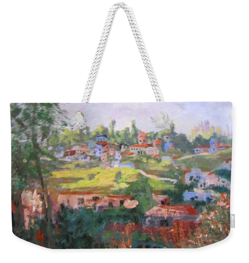 Hills Weekender Tote Bag featuring the painting I love LA by Barbara O'Toole