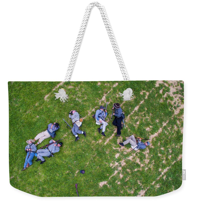 Cannon Weekender Tote Bag featuring the photograph I See Dead Soldiers by Star City SkyCams