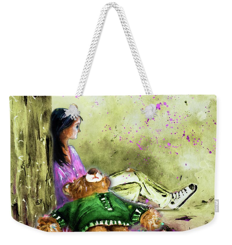 Truffle Mcfurry Weekender Tote Bag featuring the painting I Want To Lay You Down In A Bed Of Roses by Miki De Goodaboom