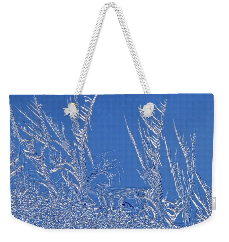 Ice Weekender Tote Bag featuring the photograph Ice Crystals 3 by Ira Marcus