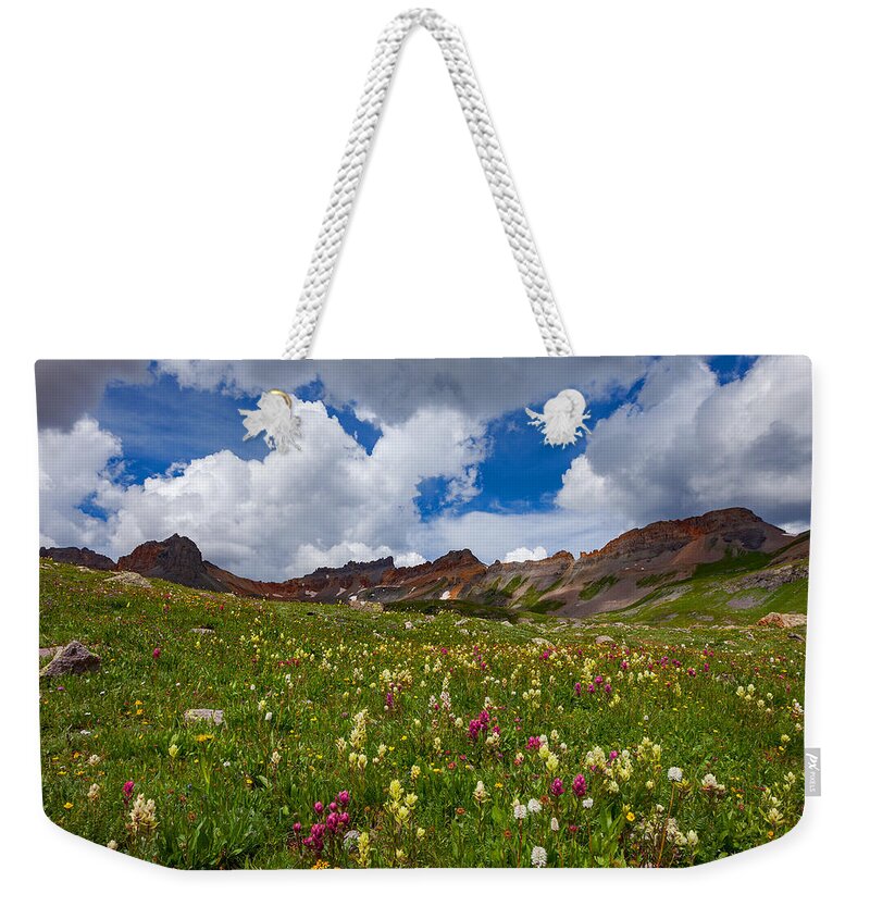 Colorado Weekender Tote Bag featuring the photograph Ice Lake Meadow by Darren White