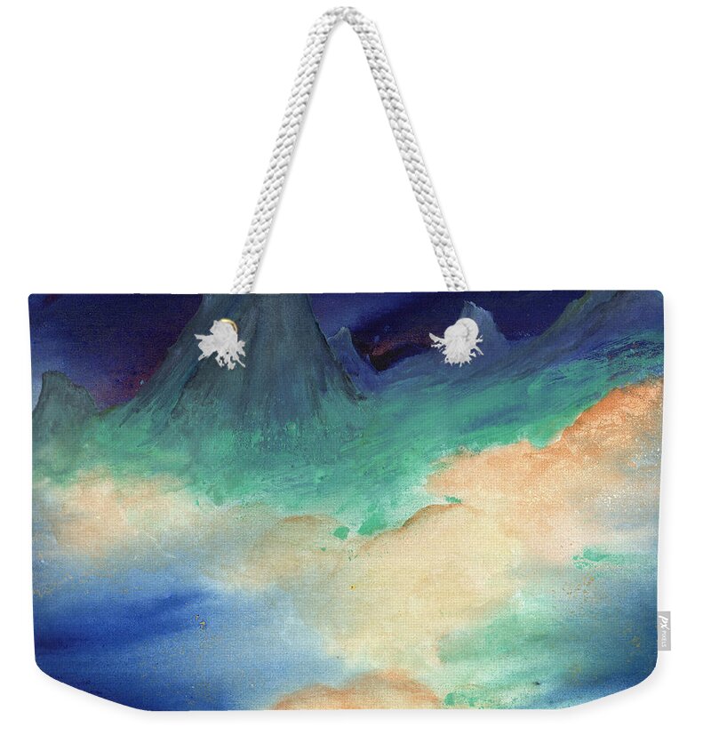Landscape Weekender Tote Bag featuring the painting Ice Mountain Sunrise by Charlene Fuhrman-Schulz