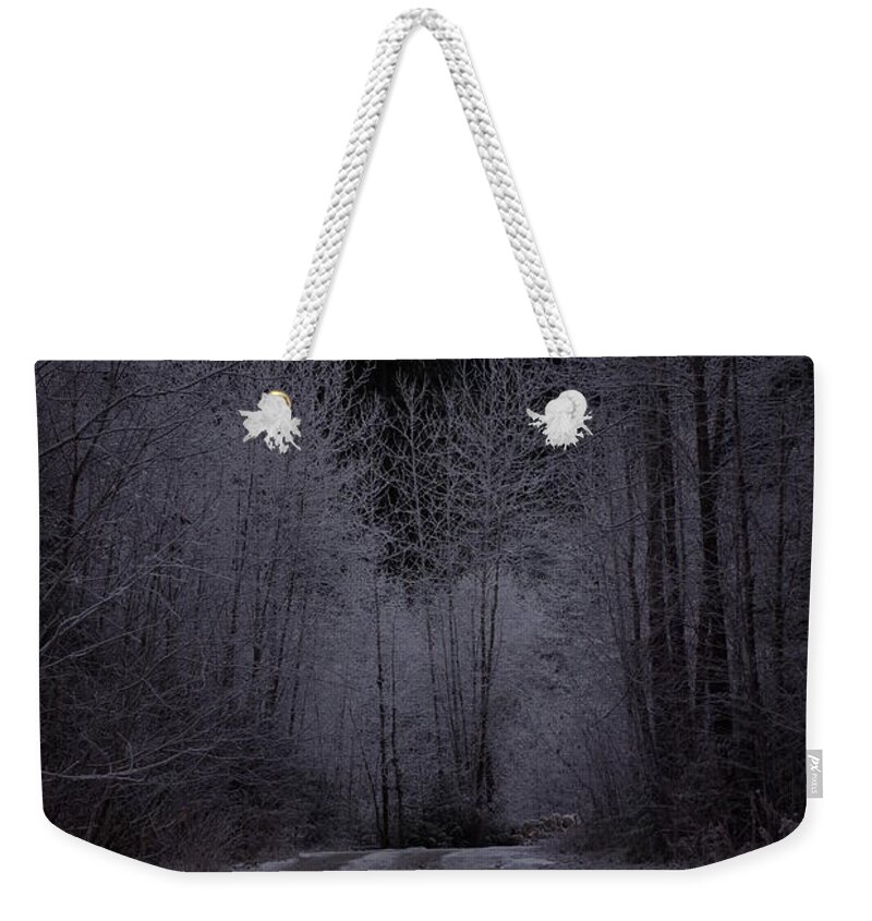 Ice Weekender Tote Bag featuring the photograph Ice Road by Cindy Johnston