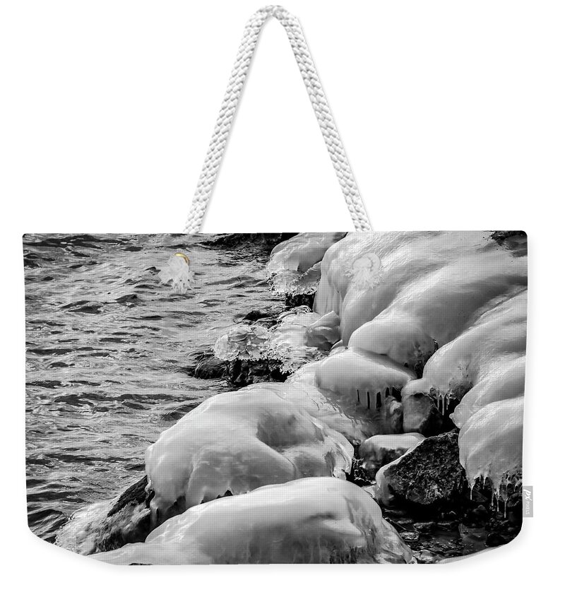 Ice Weekender Tote Bag featuring the photograph Ice Water by Ray Congrove