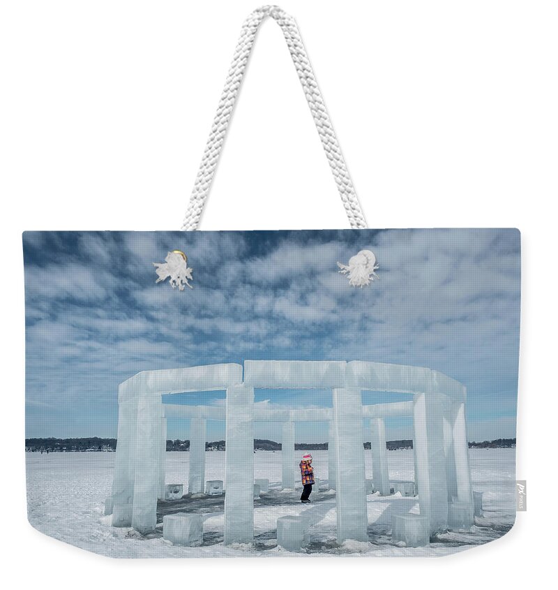 Lake Mills Weekender Tote Bag featuring the photograph Icehenge by Kristine Hinrichs