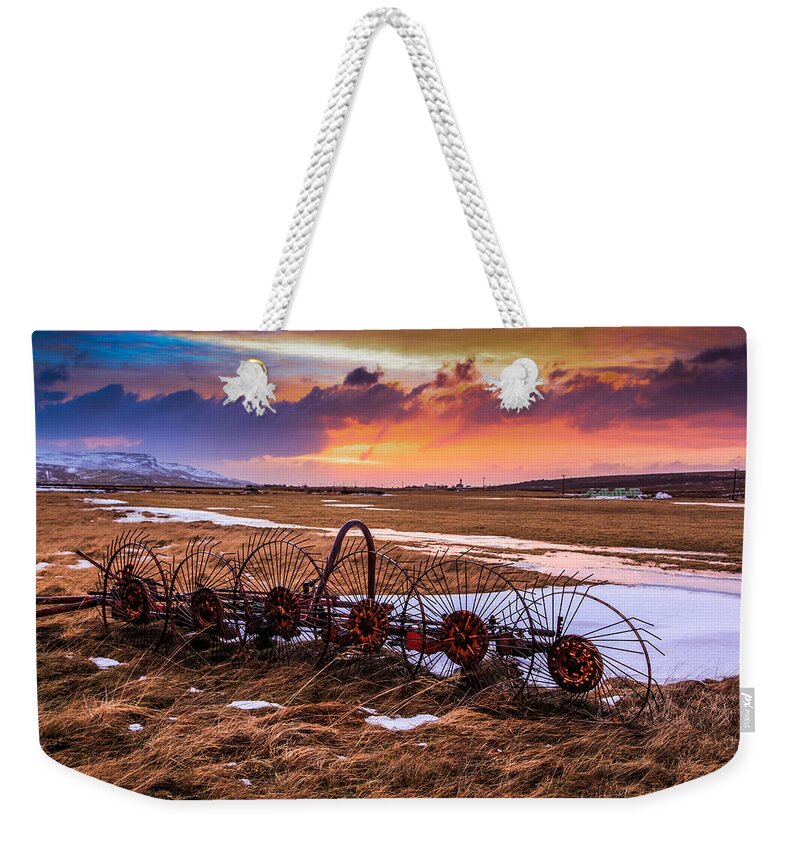 Sunset Weekender Tote Bag featuring the photograph Iceland Sunset # 1 by Tom and Pat Cory