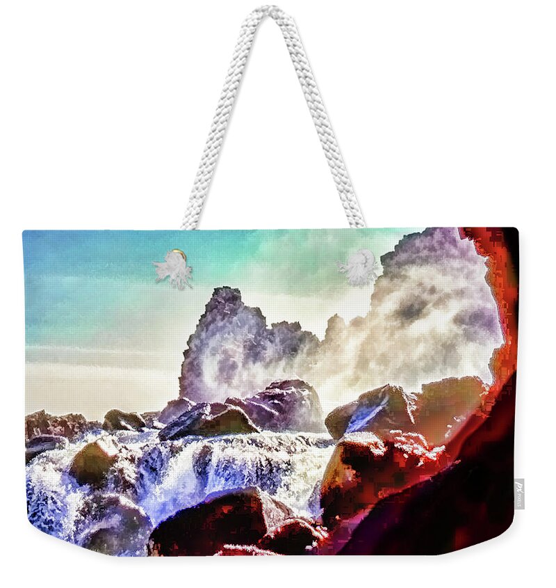Iceland Weekender Tote Bag featuring the photograph Icelandic Waterfall by Richard Goldman