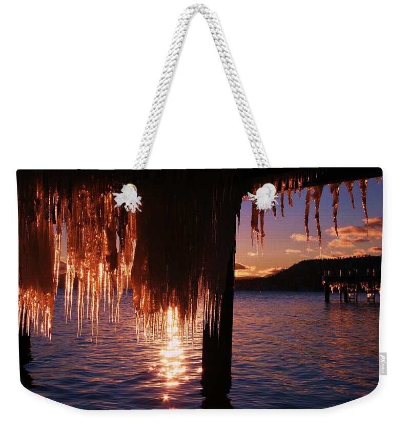 Icicles Weekender Tote Bag featuring the photograph Icicle Stars Sunset by Sean Sarsfield