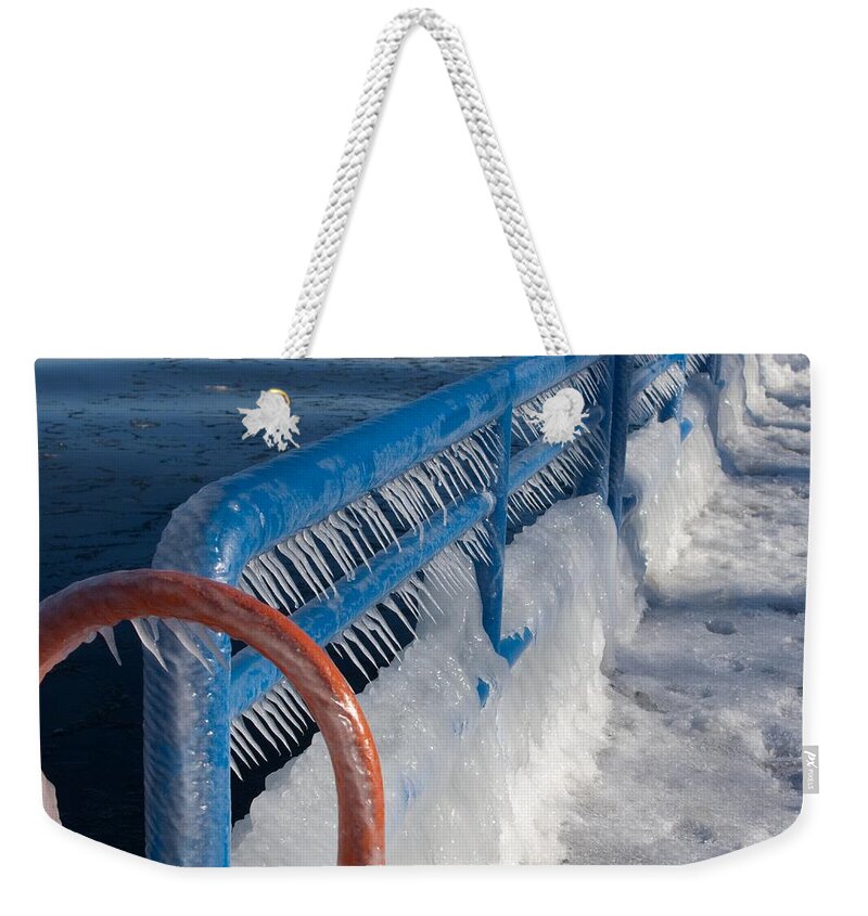Icicles Weekender Tote Bag featuring the photograph Icy Aftermath by Ann Horn