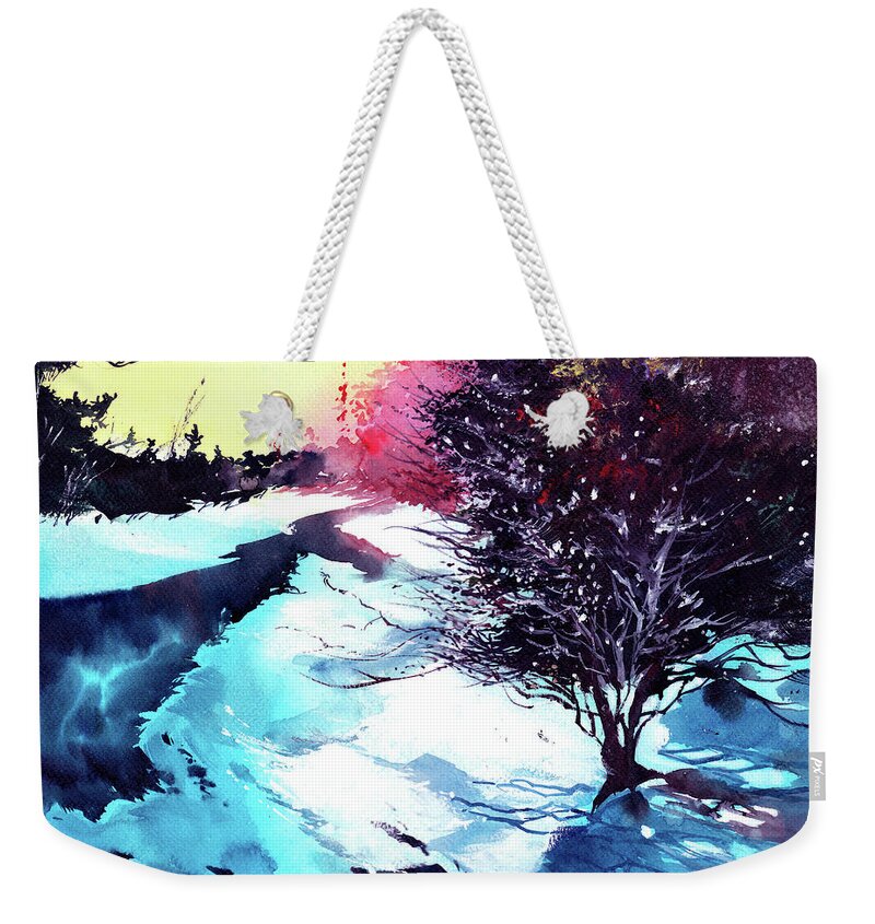  Weekender Tote Bag featuring the painting Icy morning by Anil Nene
