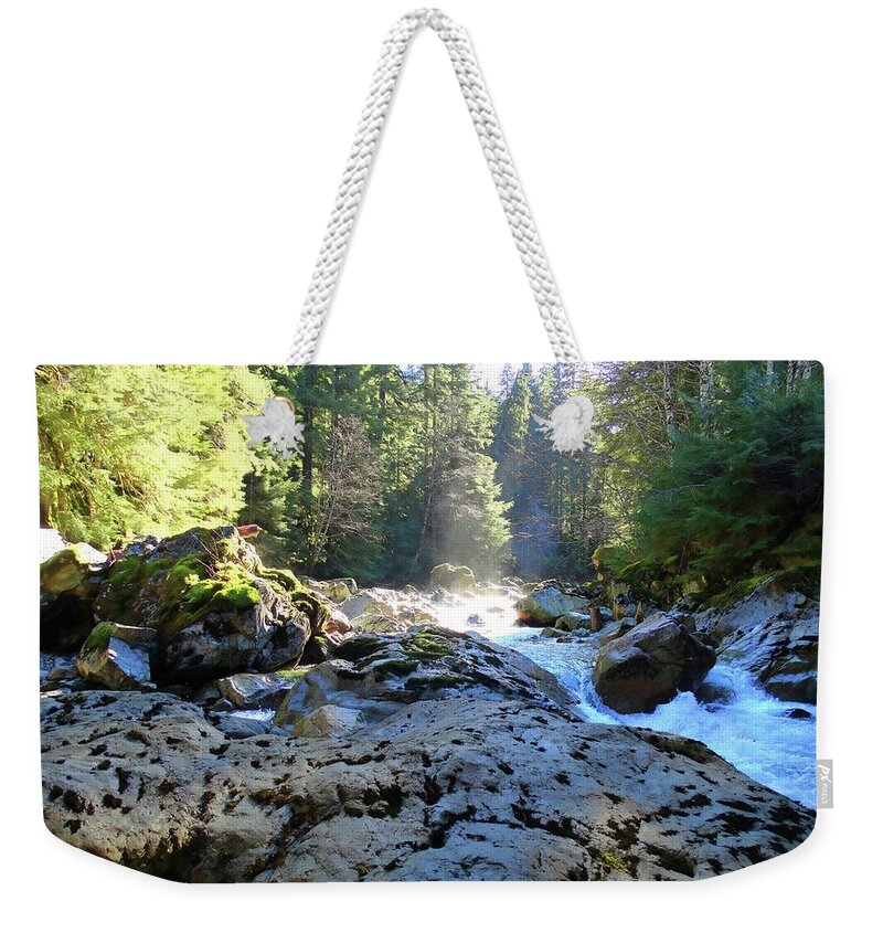Nature Weekender Tote Bag featuring the photograph Icy Stream by Sandra Peery