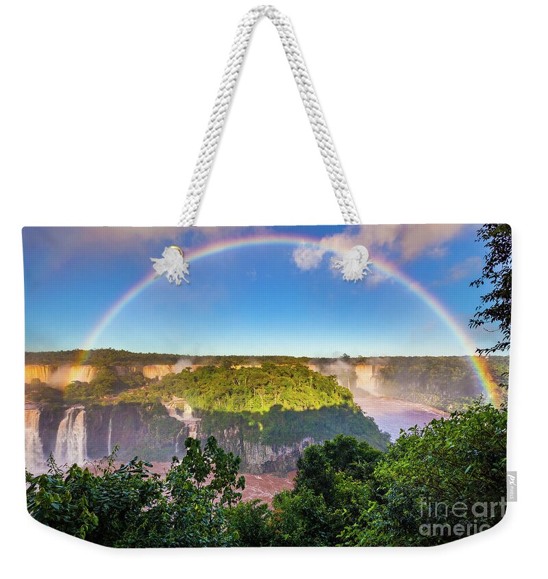 America Weekender Tote Bag featuring the photograph Iguazu Rainbow by Inge Johnsson