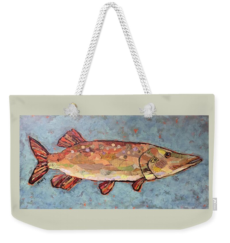 Fish Weekender Tote Bag featuring the painting Ike the Pike by Phiddy Webb