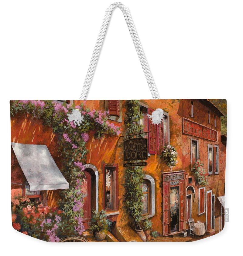 Cityscape Weekender Tote Bag featuring the painting Il Bar Sulla Discesa by Guido Borelli