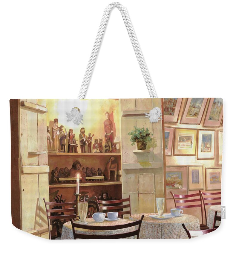 Cafe Weekender Tote Bag featuring the painting Il Caffe Dell'armadio by Guido Borelli