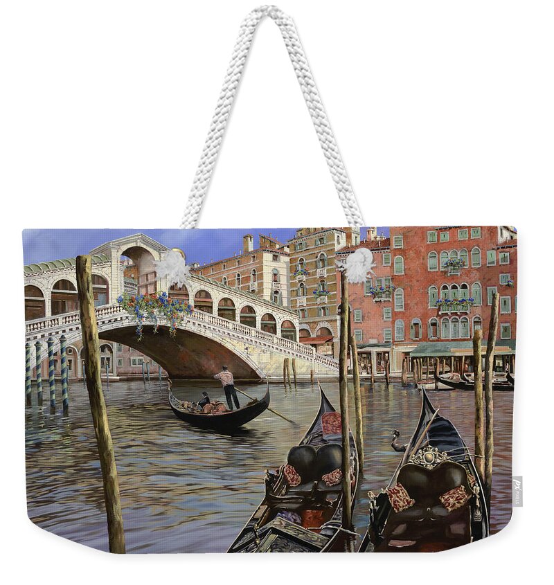 Venice Weekender Tote Bag featuring the painting Il Ponte Di Rialto by Guido Borelli