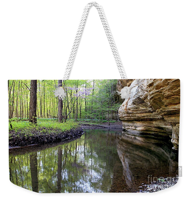 Canyon Weekender Tote Bag featuring the photograph Illinois Canyon In Spring Starved Rock State Park by Paula Guttilla