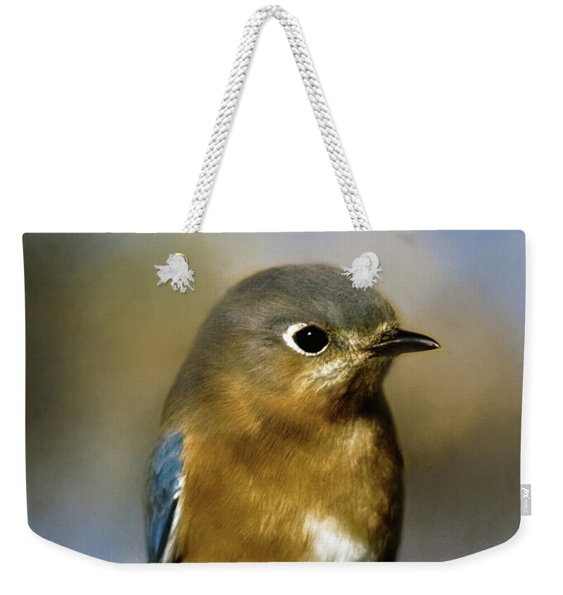 Animal Weekender Tote Bag featuring the photograph I'm a Bluebird by Lana Trussell