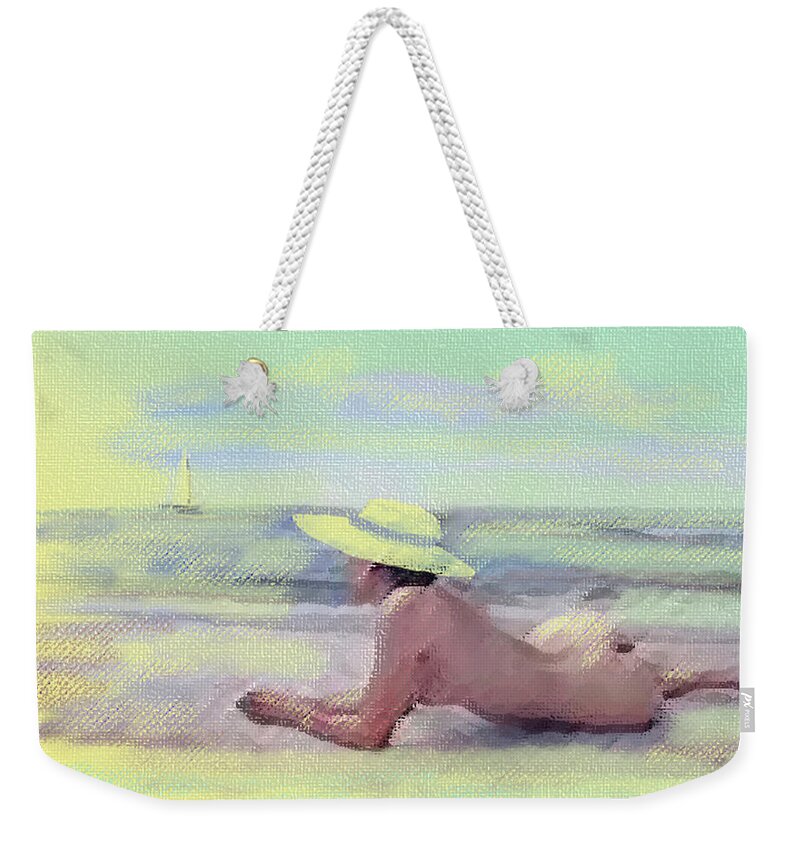 Original Art Weekender Tote Bag featuring the pastel Imagine by Gina De Gorna