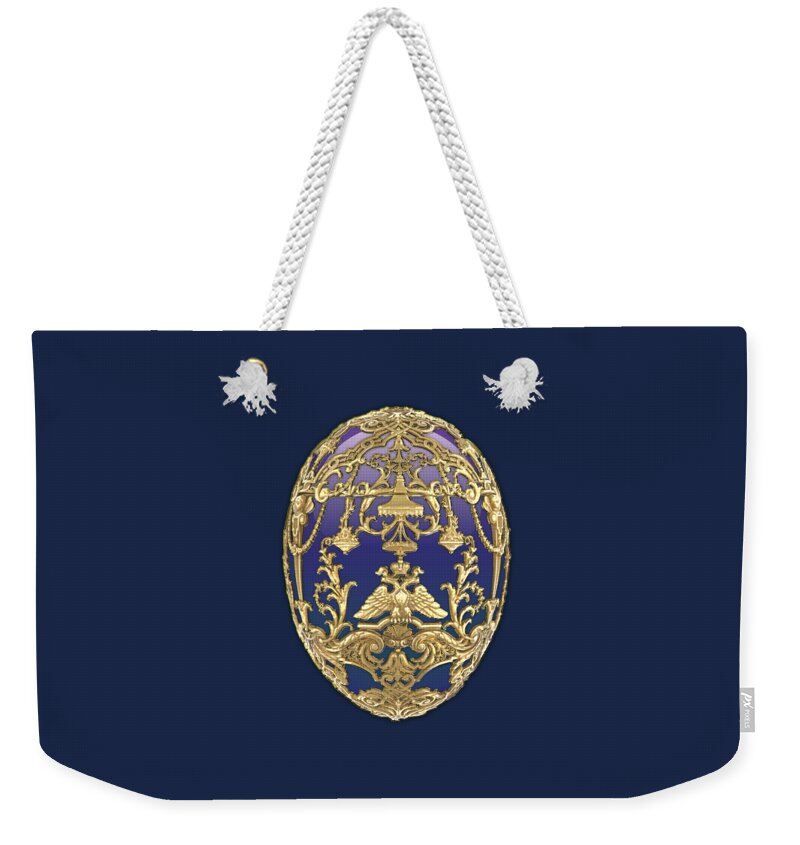 Imperial Faberge Eggs - Tsarevich Egg on Blue Velvet Weekender