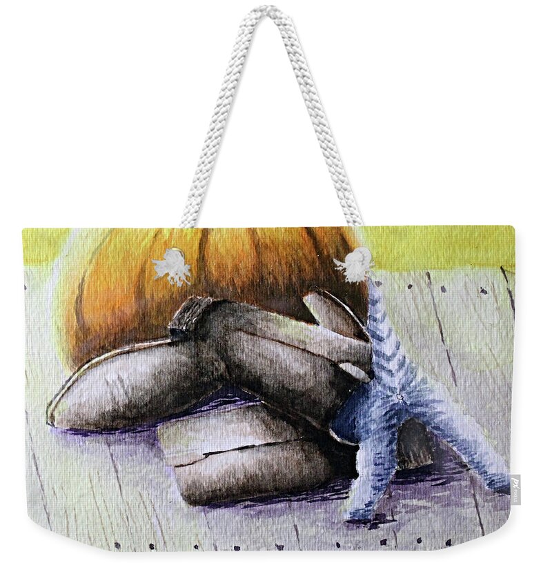 Painting Weekender Tote Bag featuring the painting Impish Kitten by April Burton