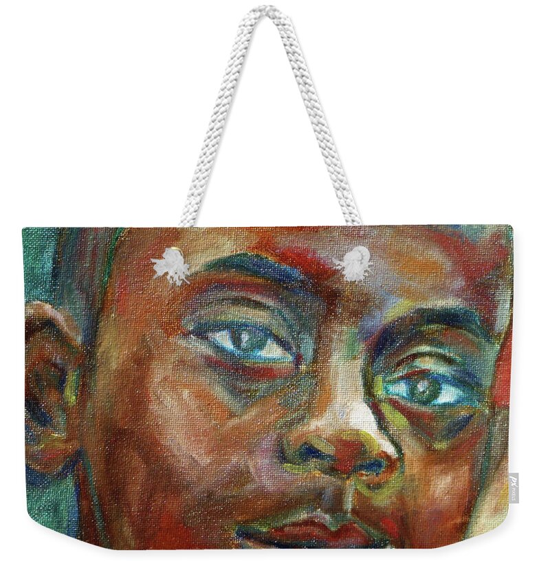 Boy Weekender Tote Bag featuring the painting Impossible by Xueling Zou