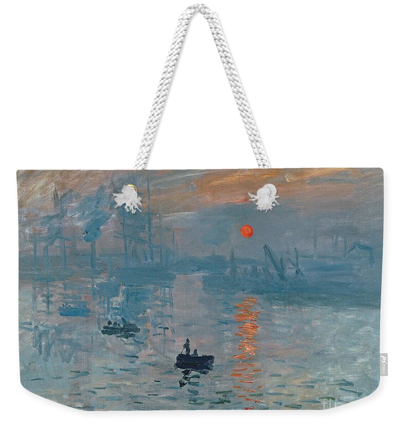 Impression Weekender Tote Bag featuring the painting Impression Sunrise by Claude Monet