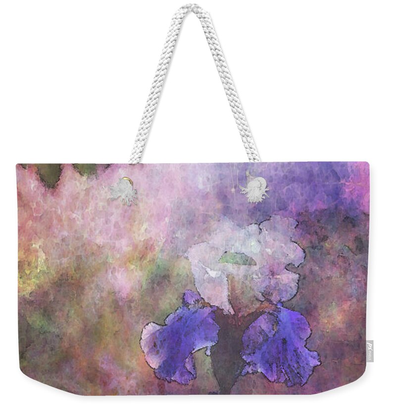 Impressionist Weekender Tote Bag featuring the photograph Impressionist Purple and White Irises 6647 IDP_2 by Steven Ward