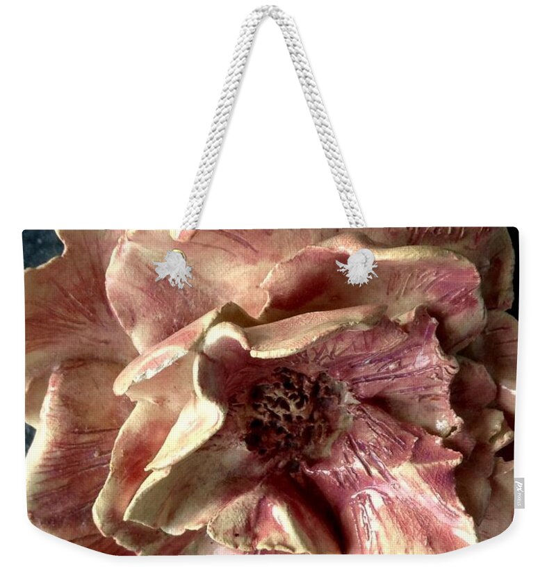 Small Rose Weekender Tote Bag featuring the sculpture Impressionists Rose 3 by Joan-Violet Stretch