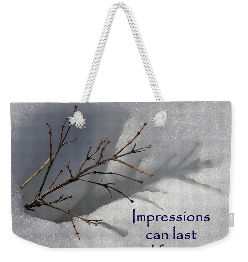 Nature Weekender Tote Bag featuring the photograph Impressions Can Last A Lifetime by DeeLon Merritt