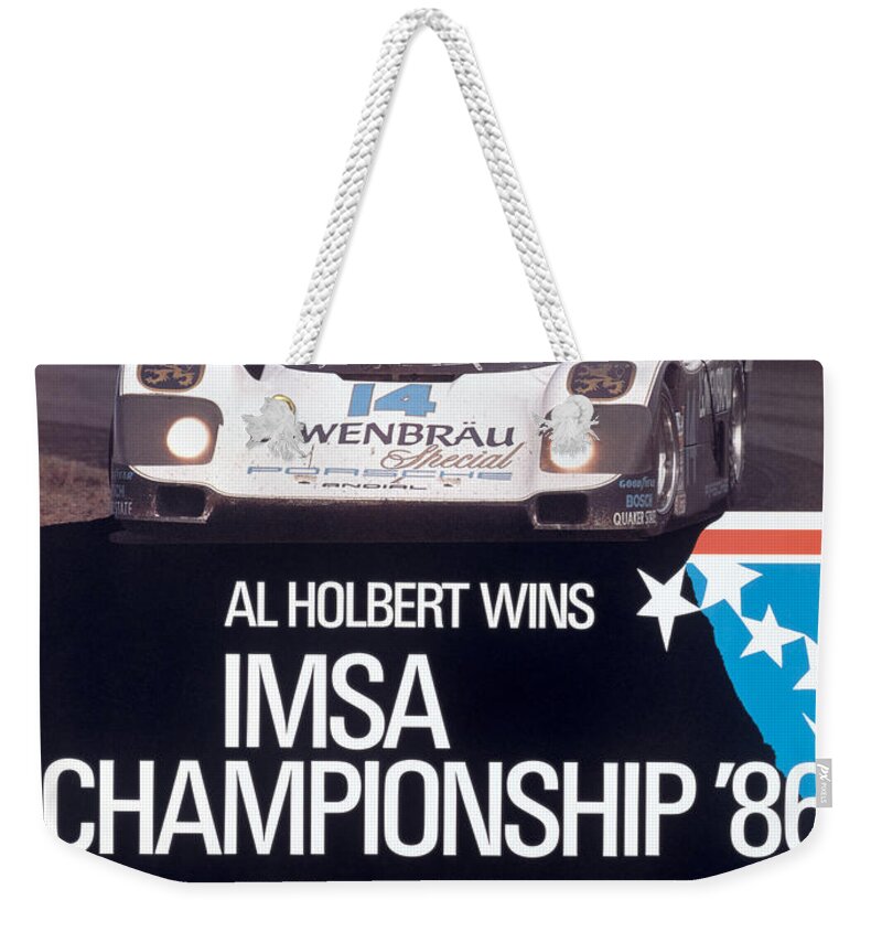 Imsa Championship Weekender Tote Bag featuring the digital art IMSA Championship Porsche 1986 by Georgia Clare