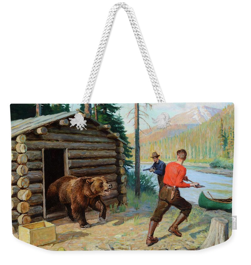 Philip R. Goodwin (1881-1935) In A Tight Corner Weekender Tote Bag featuring the painting In a Tight Corner by MotionAge Designs