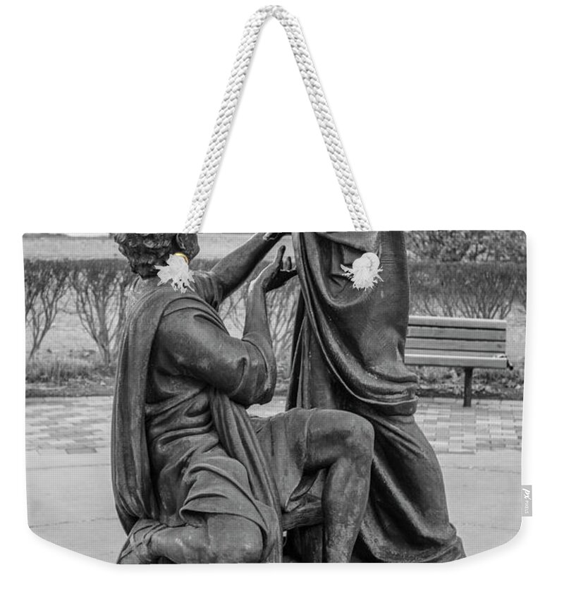 American University Weekender Tote Bag featuring the photograph In Celebration of Family Black and White by John McGraw