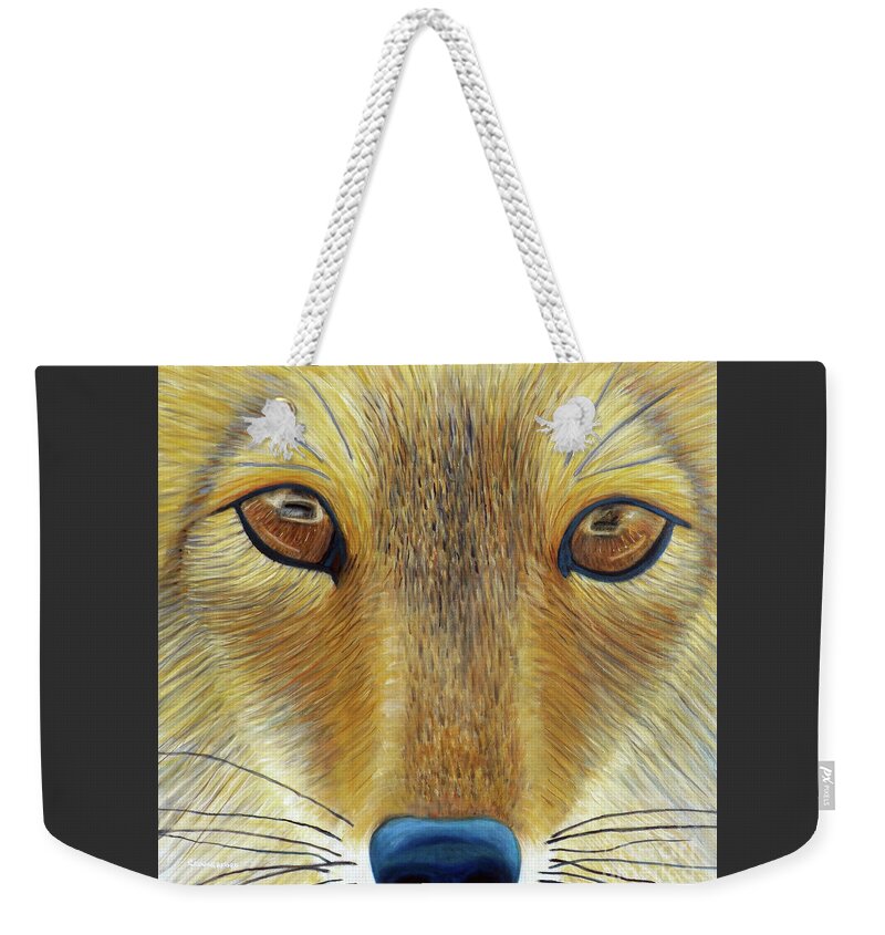 Coyote Weekender Tote Bag featuring the painting In Deep by Brian Commerford