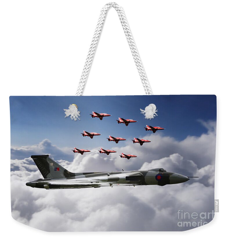 Avro Weekender Tote Bag featuring the digital art In Formation With XH558 by Airpower Art
