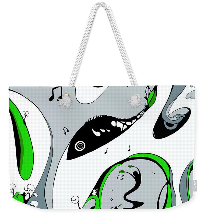 Jazz Weekender Tote Bag featuring the drawing In Harmony by Craig Tilley