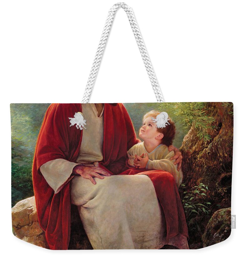 Jesus Weekender Tote Bag featuring the painting In His Light by Greg Olsen