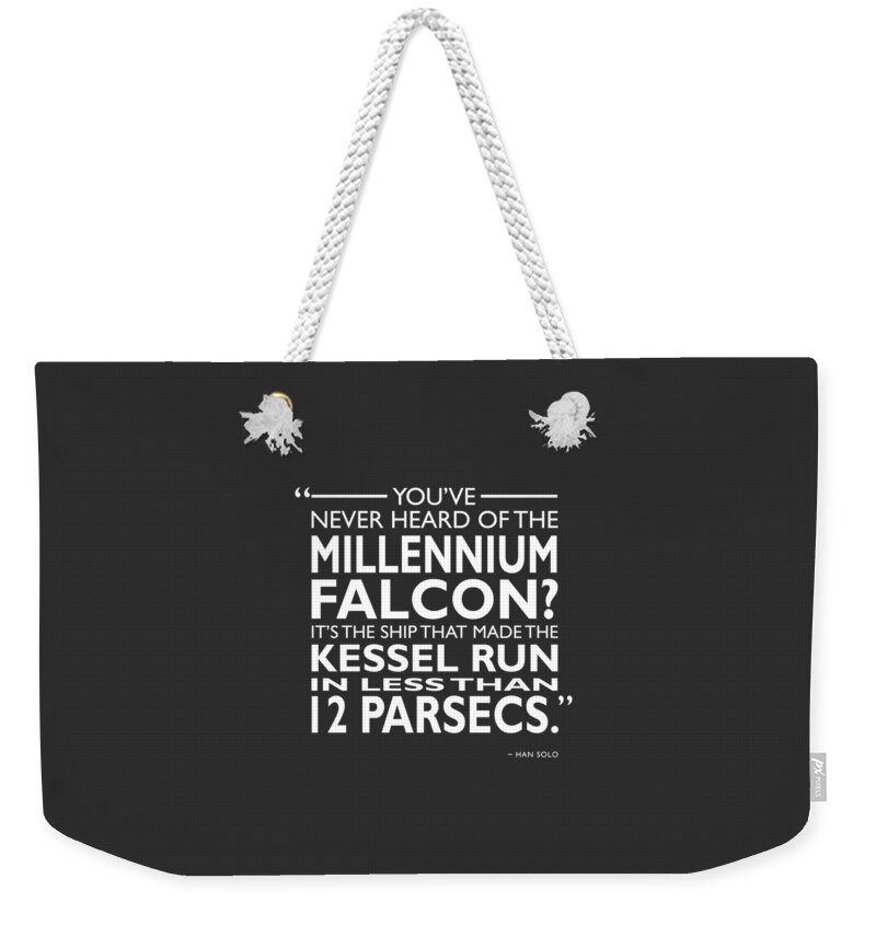Millennium Falcon Weekender Tote Bag featuring the photograph In Less Than 12 Parsecs by Mark Rogan