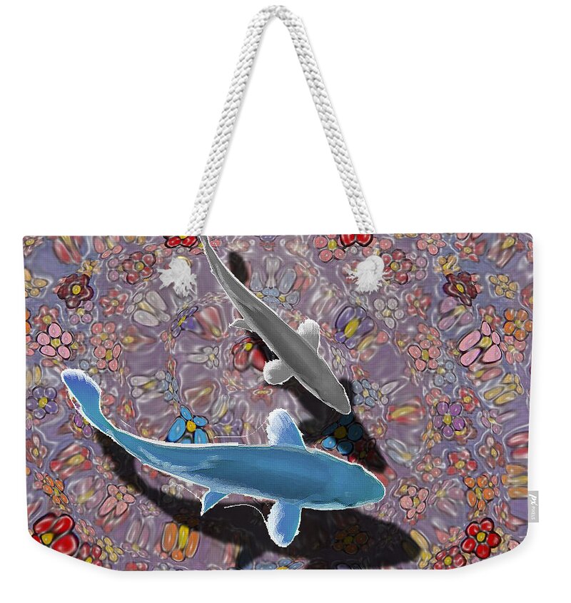 Water Weekender Tote Bag featuring the painting In The Bay by Mindy Huntress