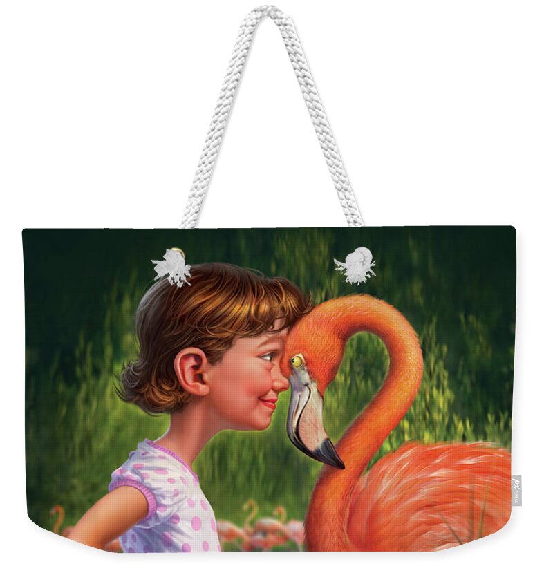 Flamingo Weekender Tote Bag featuring the digital art In The Eye Of The Beholder by Mark Fredrickson