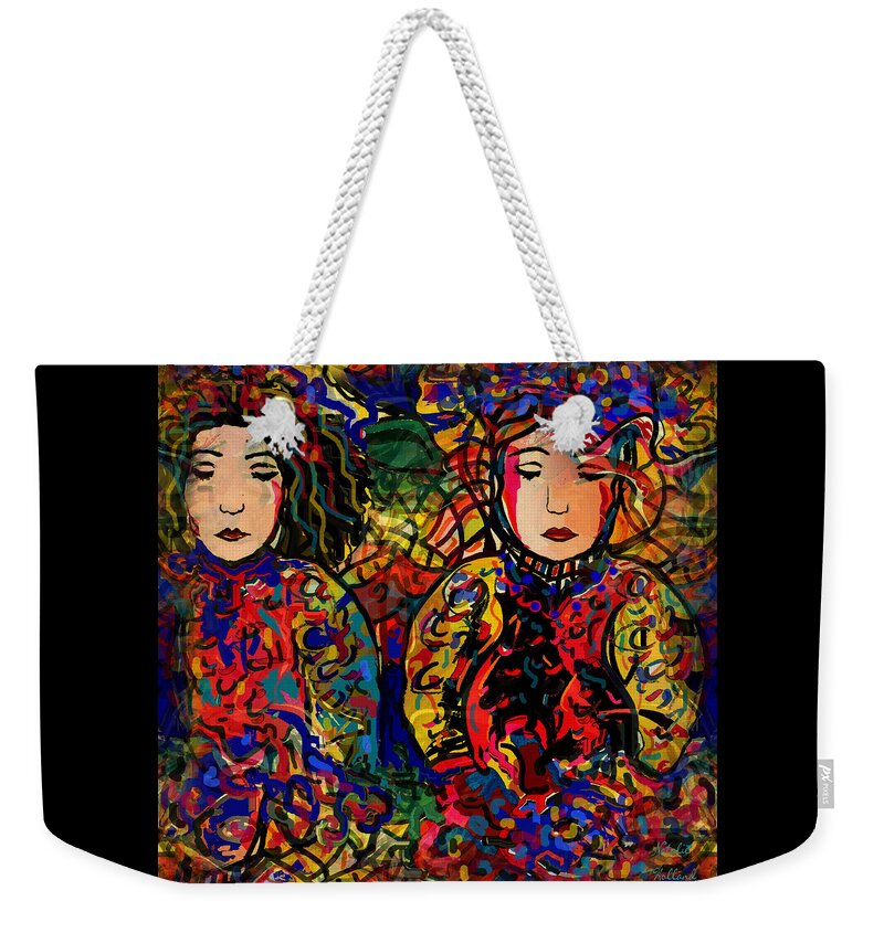 Women Weekender Tote Bag featuring the painting In The Garden by Natalie Holland