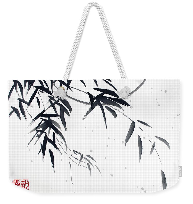 Chinese Painting Weekender Tote Bag featuring the painting In The Still Of The Night by Oiyee At Oystudio