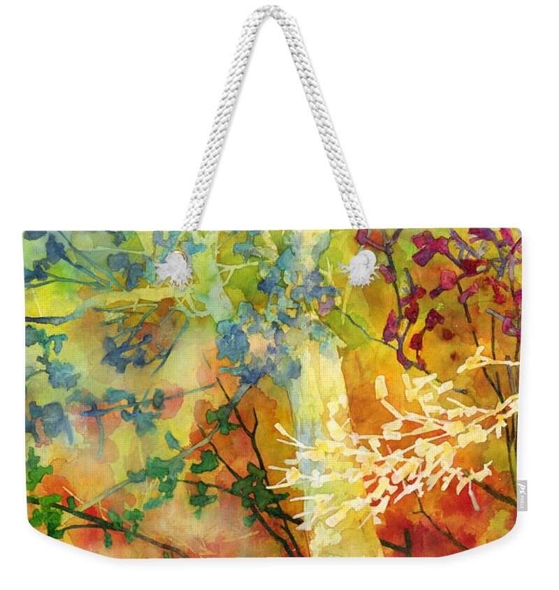 Wood Weekender Tote Bag featuring the painting In the Woods by Hailey E Herrera
