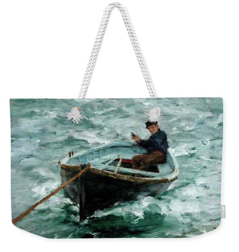 In Tow Weekender Tote Bag featuring the painting In Tow by Henry Scott Tuke