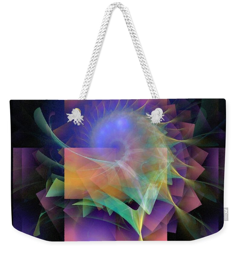 Abstract Weekender Tote Bag featuring the digital art In What Far Place by Nirvana Blues