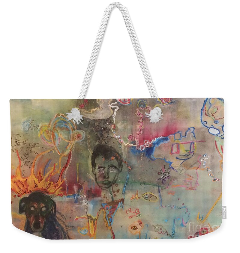 Abstract Weekender Tote Bag featuring the painting Lucid by Jeff Barrett
