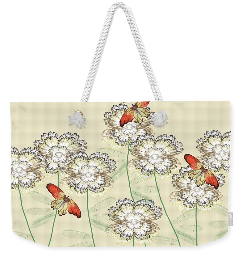 Flower Garden Weekender Tote Bag featuring the mixed media Incendia Flower Garden by Rosalie Scanlon