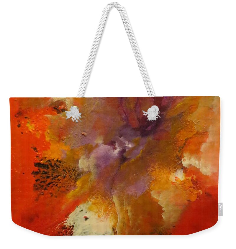 Abstract Weekender Tote Bag featuring the painting Inception by Soraya Silvestri