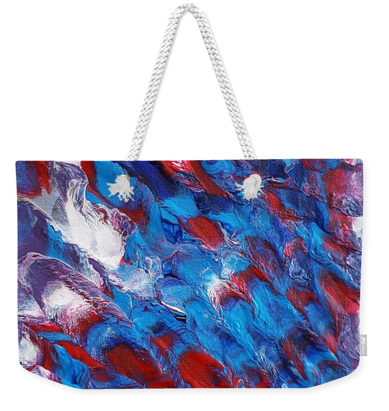 Red Weekender Tote Bag featuring the painting Independence by Gail Friedman