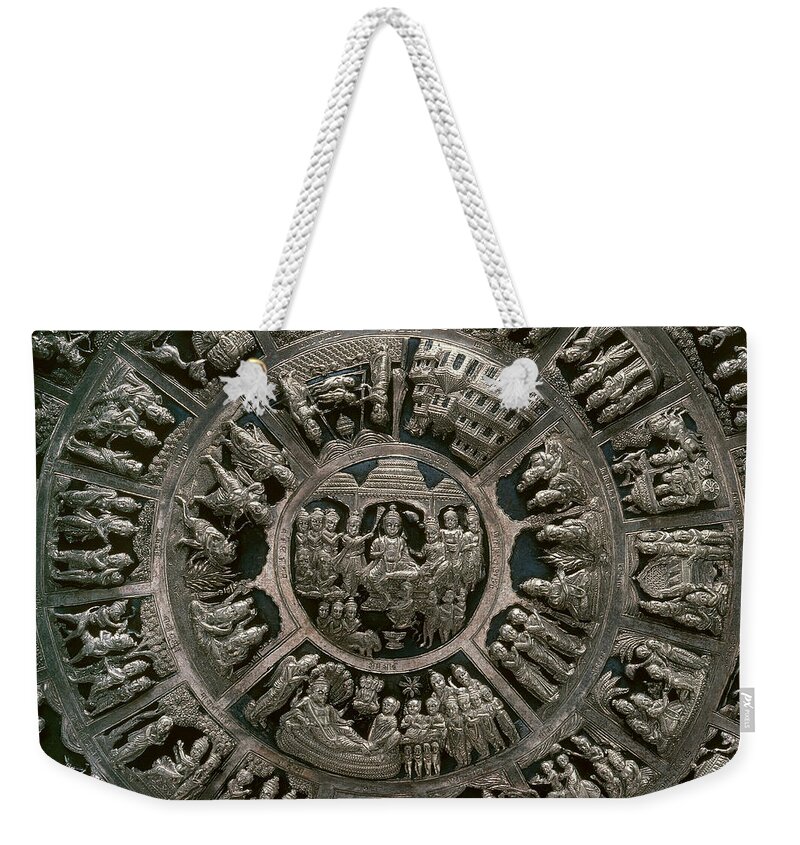 Antique Weekender Tote Bag featuring the photograph India: Decorative Plate by Granger